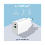 Erctech 3.0A 50W USB Type-C Ultra Hızlı Şarj Başlığı Adaptör Uyumlu Modeller ile Güçlü Performans - Beyaz