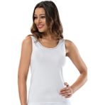 Erdem Kadın Beyaz Yakası Işlemeli Kalın Askılı 6'lı Paket Ribana Atlet 2109 - XL