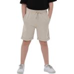 ERDEM KIDS Erkek Çocuk Basic Pamuklu Penye Double Paça Cepli Şort Düz Desen Rahat Kesim - Bej - 8 - 9 Yaş