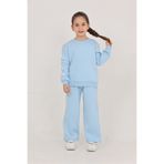 ERDEM KIDS Kız Çocuk 3 İplik Şardonlu Kurdele Detaylı Basic Sweatshirt-Bol Kesim Palazzo Eşofman Takım