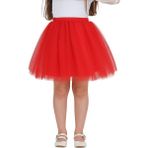 ERDEM KIDS Kız Çocuk Bayramlık 23 Nisan Doğum Günü Tüllü Tütü Etek - Kırmızı - 5 - 6 Yaş