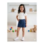ERDEM KIDS Kız Çocuk Beli Lastikli Jean Denim Kot Şort Etek