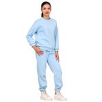ERDEM KIDS Kız çocuk paçası lastikli 3 iplik şardonlu içi pamuklu basic bisiklet yaka eşofman takımı