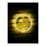 Erdem neon led 12365897 Kahve Logolu Coffee Yazısı Amber Renk Cap 24 Cm Neon Led 12 V Duvar Dekorasyon Ürünü