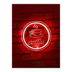 Erdem neon led 12365897 Kahve Logolu Coffee Yazısı Kırmızı Renk Cap 24 Cm Neon Led 12 V Duvar Dekorasyon Ürünü