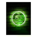 Erdem neon led 12365897 Kahve Logolu Coffee Yazısı Yeşil Renk Cap 24 Cm Neon Led 12 V Duvar Dekorasyon Ürünü