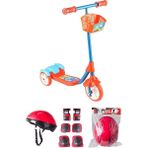 Erdem Oyuncak 3 Tekerlekli Frenli Sepetli Çocuk Scooter Kask Dizlik Dahil (turuncu)