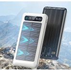 Erdem Store Güneş Enerjili Solar Panelli Powerbank LED Işıklı Taşınabilir Şarj Aleti 30000MAH - Beyaz
