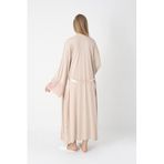 ERDENİZ TEKSTİL Hamile ve Lohusa Gecelik Sabahlık Takımı, Bej, Viskon Pamuk, Emzirme Detaylı, Dantel Kollu, Kuşaklı, 2'li Set-2309 (2XL)