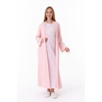 ERDENİZ TEKSTİL Kadın Hamile Gecelik Sabahlik Takımı, Uzun, Emzirme Uyumlu, Düğme Detaylı, Tesettüre Uygun-2'li Set- Pregnant Clothing-2320 (Pembe, M)