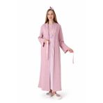 ERDENİZ TEKSTİL Kadın Hamile Gecelik Sabahlik Takımı, Uzun, Emzirme Uyumlu, Düğme Detaylı, Tesettüre Uygun-2'li Set- Pregnant Clothing-2320 (Pudra, 2XL)