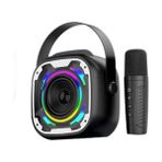 Erdineks Bluetooth v5.3 Rgb Işık Bluetooth Hoparlör Kablosuz Mikrofon Parti Karaoke - Siyah