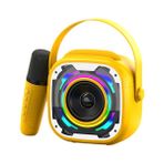 Erdineks Bluetooth v5.3 Rgb Işık Bluetooth Hoparlör Kablosuz Mikrofon Parti Karaoke - Turuncu