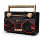 Erdineks Trt Bandrollü Klasik Nostaljik Güneş Panelli Radyo Bluetooth Çift Hoparlör Antenli USB Hafıza Kartı - Kırmızı