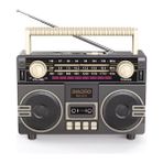 Erdineks Trt Bandrollü Klasik Nostaljik Güneş Panelli Radyo Bluetooth Çift Hoparlör Antenli USB Hafıza Kartı - Siyah