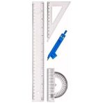 Erdo Ticaret 4 Parça Çizim Seti - 30 cm Cetvel, Pergel, Gönye ve Iletki - 41 Delft Blue