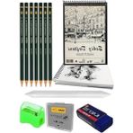 Erdo Ticaret A4 120 gr Eskiz Defteri Telli 7 Adet Dereceli Kalem Çizim Seti Pastel Dağıtma Silgi Karakalem Eskiz Seti Kalemtraş - 41 Delft Blue