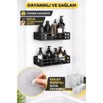 Erdo Ticaret Buğz Duş Içi Yapışkanlı Banyo Rafı 2’li Set Delme Yok Güçlü Yapışkan Bantlı Organizer - Acı Kahverengi - Belirtilmemiş