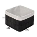 Erdo Ticaret Çok Amaçlı Bambu Saklama Kutusu - Kare Organizer, 20X20X13 Cm, Siyah