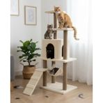Erdo Ticaret Lüx Kedi Tırmalama Oyun Evi, Beyaz Renk, Hamaklı Tasarım
