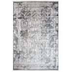 Eremurus Gri Oryantal Modern Geometrik Etnik Desenli Boho Makinada Yıkanabilir Hafif Hav Toz Vermez Leke Tutmaz Kaymaz Taban Dijital Makine Baskı Halı Oturma Odası Salon Yolluk Koridor Mutfak Halısı
