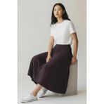 Eren Style Deri Görünümlü Pileli Pamuklu Dokuma Viskon 4 Mevsim Etek(95 Cm)-(38-48) - Kahverengi - Standart
