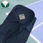 Eren Style Kışlık Pamuklu Flanel Kumaş Uzun Kollu Erkek Gömlek (Regular Kalıp) - 4XL - Lacivert
