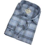 Eren Style Kışlık Pamuklu Flanel Kumaş Uzun Kollu Erkek Gömlek (Regular Kalıp) - 4XL - Mavi