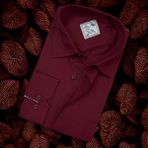 Eren Style Kışlık Pamuklu Oxford Uzun Kollu Erkek Gömlek (Regular Kalıp) - 2XL - Bordo