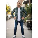 Eren Style Kışlık Pamuklu Zümrüt Yeşil Uzun Kollu Cepli Erkek Oduncu Gömlek (Slim Fit)