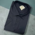 Eren Style Linen Keten Klasik %100 Cotton Kısa Kollu Terletmeyen Gömlek - Siyah - 4XL