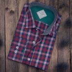 Eren Style Pamuklu Kırmızı Uzun Kollu Erkek Gömlek (Slim Fit Kalıp)