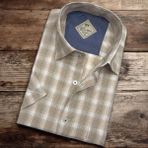 Eren Style Pamuklu Linen Kumaş Kısa Kollu Erkek Gömlek (Regular Kalıp) - 4XL - Açık Kahve