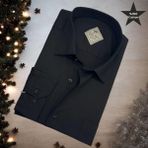 Eren Style Pamuklu Uzun Kollu Erkek Gömlek (Regular Kalıp) - 4XL - Siyah