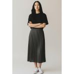Eren Style Pileli Pamuklu Dokuma Viskon 4 Mevsim Etek(95 Cm)-(38-48) - Antrasit - Standart