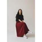Eren Style Pileli Pamuklu Dokuma Viskon 4 Mevsim Etek(95 Cm)-(38-48) - Bordo - Standart