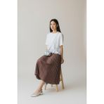 Eren Style Pileli Pamuklu Dokuma Viskon 4 Mevsim Etek(95 Cm)-(38-48) - Cappuccino - Standart