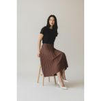 Eren Style Pileli Pamuklu Dokuma Viskon 4 Mevsim Etek(95 Cm)-(38-48) - Kahverengi - Standart