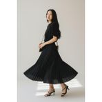 Eren Style Pileli Pamuklu Dokuma Viskon 4 Mevsim Etek(95 Cm)-(38-48) - Siyah - Standart
