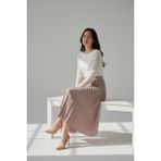 Eren Style Pileli Pamuklu Dokuma Viskon 4 Mevsim Etek(95 Cm)-(38-48) - Vizon - Standart