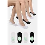 ERENART Bambu Kadın Babet Siyah-Beyaz Çorap Dikişsiz Görünmez Kaydırmaz Topuk Silikonlu Premium 4'lü Paket - 36 - 40 - Beyaz - Siyah