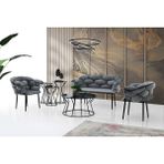 Erez Home Modern Bekleme Odası Ofis Oturma Grubu Mobilyası Çay Seti - Antrasit