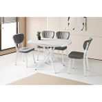 Erezoğulları Bade Alfa Mdf Oval Highgloss Açılır Mutfak Masa Sandalye Takımı 73x120 Beyaz