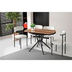 Erezoğulları Bade Alfa Mdf Oval Highgloss Açılır Mutfak Masa Sandalye Takımı 73x120 Kahverengi