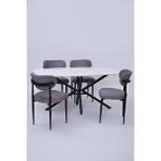 Erezoğulları Çapraz Polo Demir High Gloss Yemek Masa Sandalye Takımı 90x160 Siyah