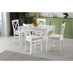 Erezoğulları Cunda Alaçatı Ahşap Masası Sandalye Takımı 70x110 Beyaz