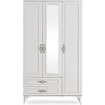 Erezoğulları Irmak 3 Kapılı 2 Çekmeceli 120x48x195 CM Beyaz Gardrop