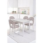 Erezoğulları Melisa Hilal Lak Panel Açılır Mutfak Masa Sandalye Takımı 60x100 Bej