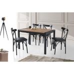 Erezoğulları Mobilya Açılır Yemek Toplantı Masası ve 4 Ad Bahar Sandalye Takımı 75*120 cm - 75x120 cm - Ceviz - Siyah