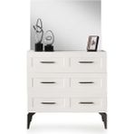 Erezoğulları Mobilya Çakıl Mdf 3 Çekmeceli Aynalı Şifonyer 90X43X84CM - Krem Rengi